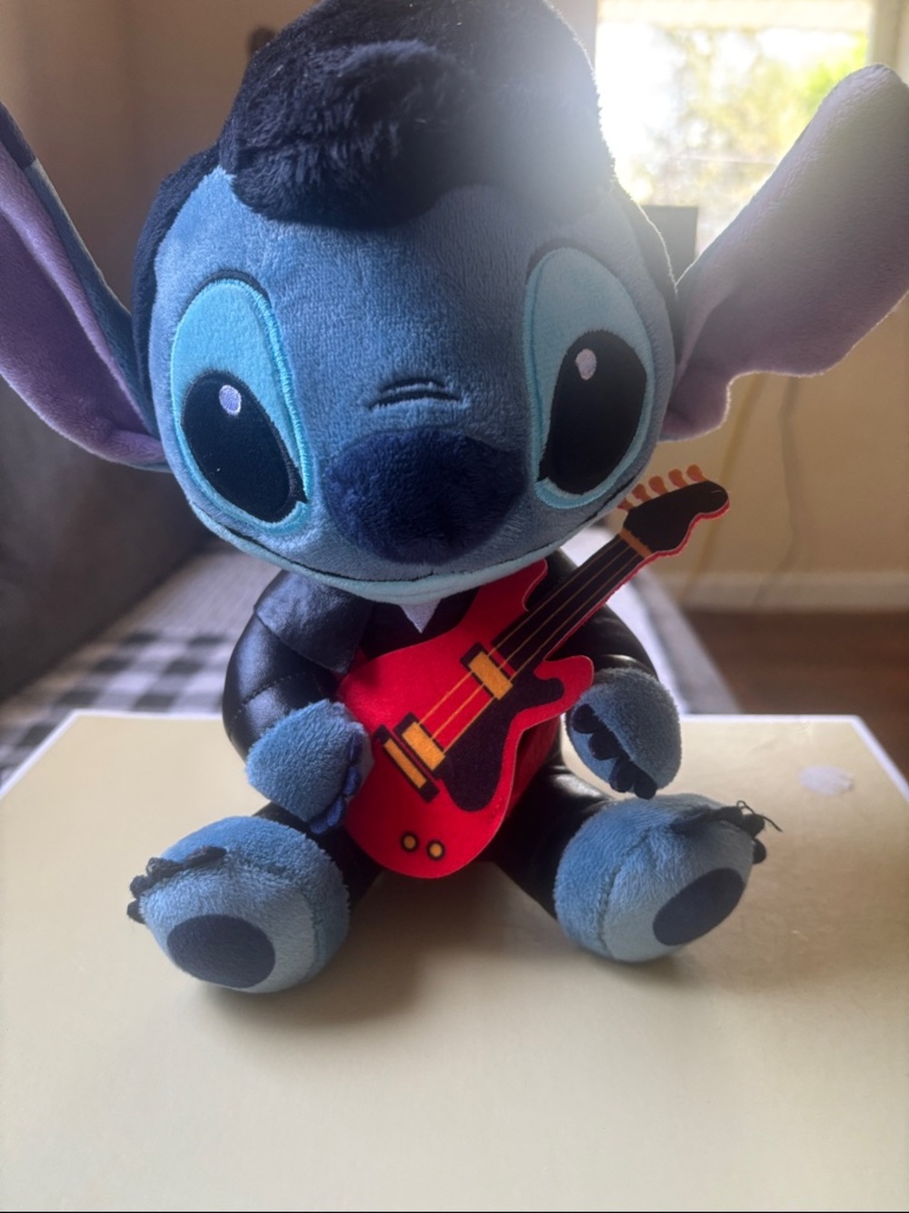 Disney Blue Stitch Plush with Red Guitar - Soft Musical Stuffed Toy